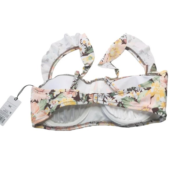 Shade And Shore Women's Size 34C Ruffle Strap Bralette Bikini Swim Top Cinnamon - Picture 2 of 13